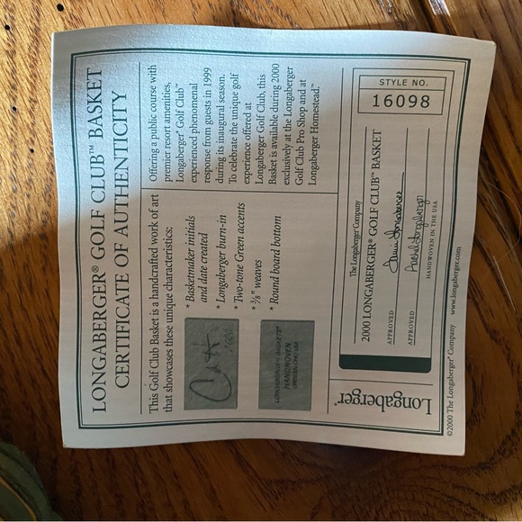 Longaberger Golf Club Basket 2000 - Picture 4 of 6